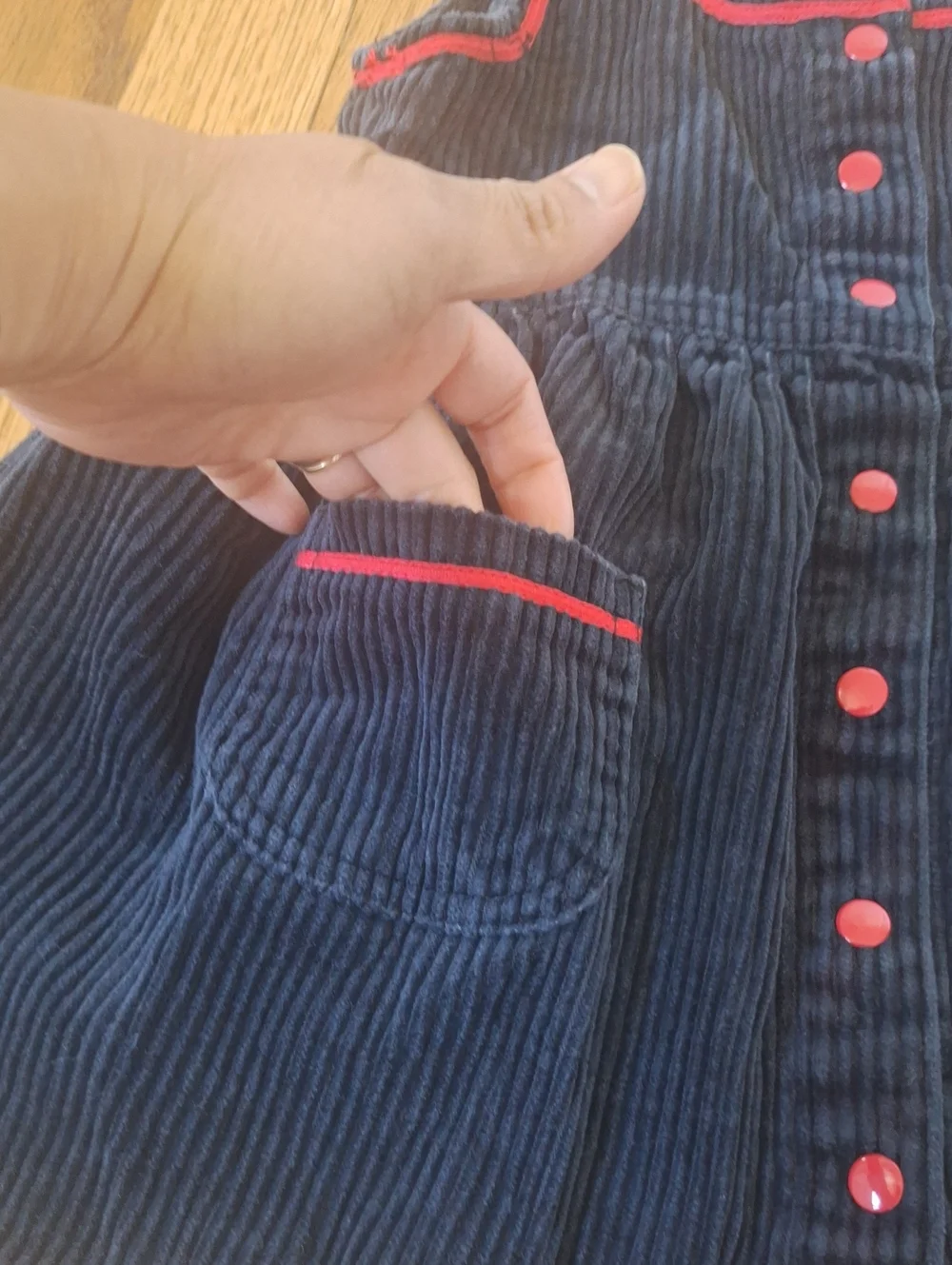 Vintage Gymboree Rainbow Tag Navy Corduroy Sleeveless Dress with Pockets M